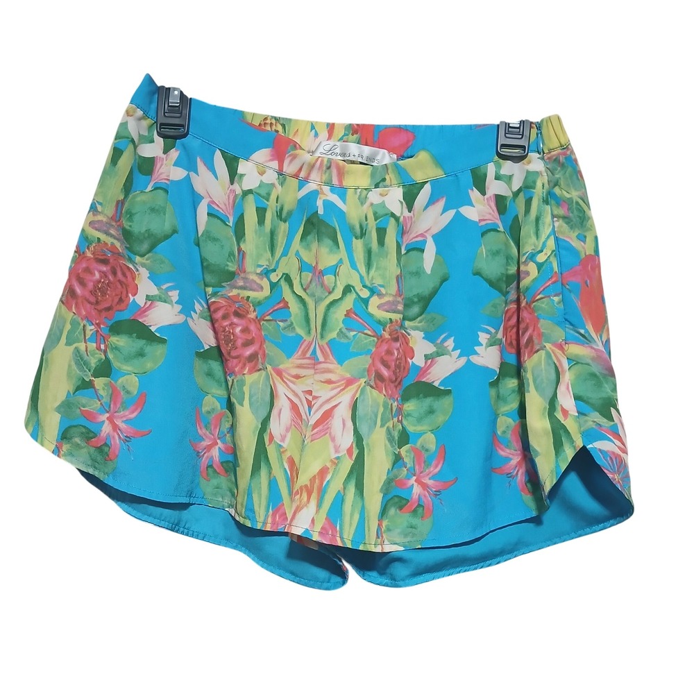 Lovers + Friends Floral Tropical Shorts Blue Turquoise Botanical Size M
